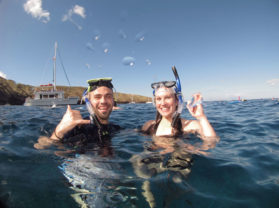 Happy Couple Snorkel Best Morning Molokini Tour Maui Hawaii