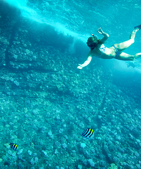 Snorkeling over Molokini Coral Reef